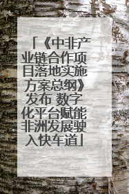 《中非产业链合作项目落地实施方案总纲》发布 数字化平台赋能非洲发展驶入快车道