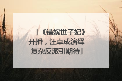 《错嫁世子妃》开播，汪卓成演绎复杂反派引期待