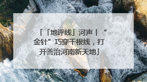 「地评线」河声丨“金针”巧穿千根线，打开善治河南新天地