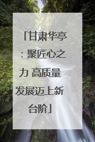 甘肃华亭：聚匠心之力 高质量发展迈上新台阶