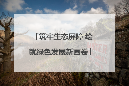 筑牢生态屏障 绘就绿色发展新画卷