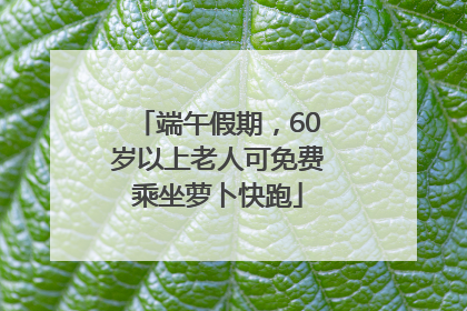 端午假期，60岁以上老人可免费乘坐萝卜快跑