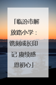 临汾市解放路小学：镌刻成长印记 赓续感恩初心