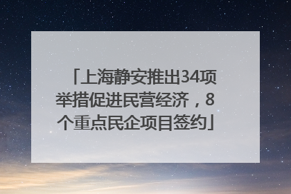 上海静安推出34项举措促进民营经济，8个重点民企项目签约