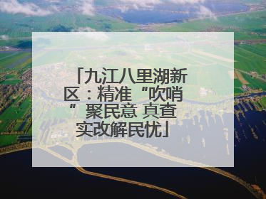九江八里湖新区：精准“吹哨”聚民意 真查实改解民忧