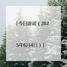 今日辟谣（2025年6月4日）