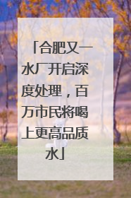 合肥又一水厂开启深度处理，百万市民将喝上更高品质水