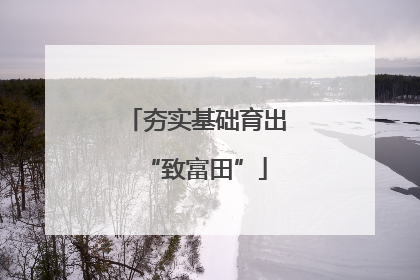 夯实基础育出“致富田”