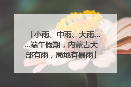 小雨、中雨、大雨……端午假期，内蒙古大部有雨，局地有暴雨