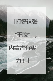 打好这张“王牌”，内蒙古有实力！