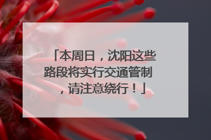 本周日，沈阳这些路段将实行交通管制，请注意绕行！