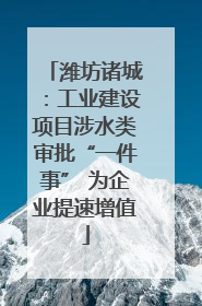 潍坊诸城：工业建设项目涉水类审批“一件事” 为企业提速增值