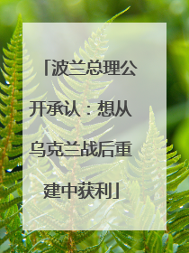 波兰总理公开承认：想从乌克兰战后重建中获利
