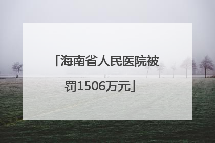 海南省人民医院被罚1506万元