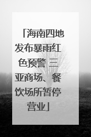 海南四地发布暴雨红色预警 三亚商场、餐饮场所暂停营业