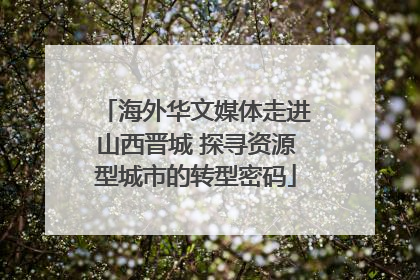 海外华文媒体走进山西晋城 探寻资源型城市的转型密码