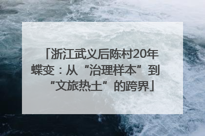 浙江武义后陈村20年蝶变：从“治理样本”到“文旅热土”的跨界