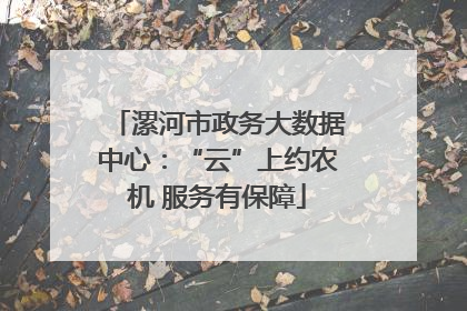 漯河市政务大数据中心：“云”上约农机 服务有保障