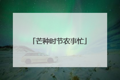 芒种时节农事忙
