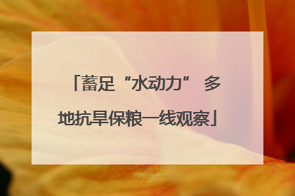 蓄足“水动力” 多地抗旱保粮一线观察