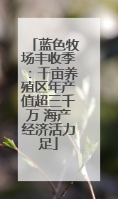蓝色牧场丰收季：千亩养殖区年产值超三千万 海产经济活力足