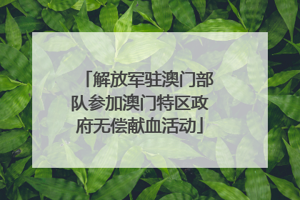 解放军驻澳门部队参加澳门特区政府无偿献血活动