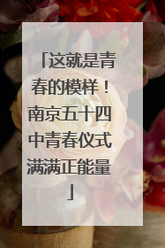 这就是青春的模样！南京五十四中青春仪式满满正能量