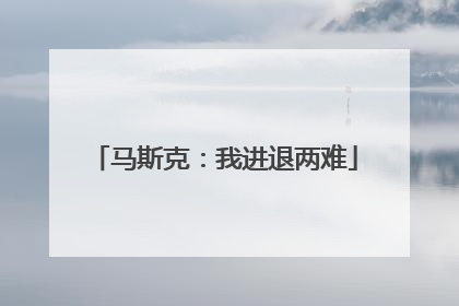 马斯克：我进退两难