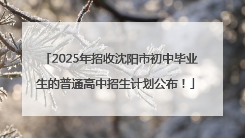 2025年招收沈阳市初中毕业生的普通高中招生计划公布！